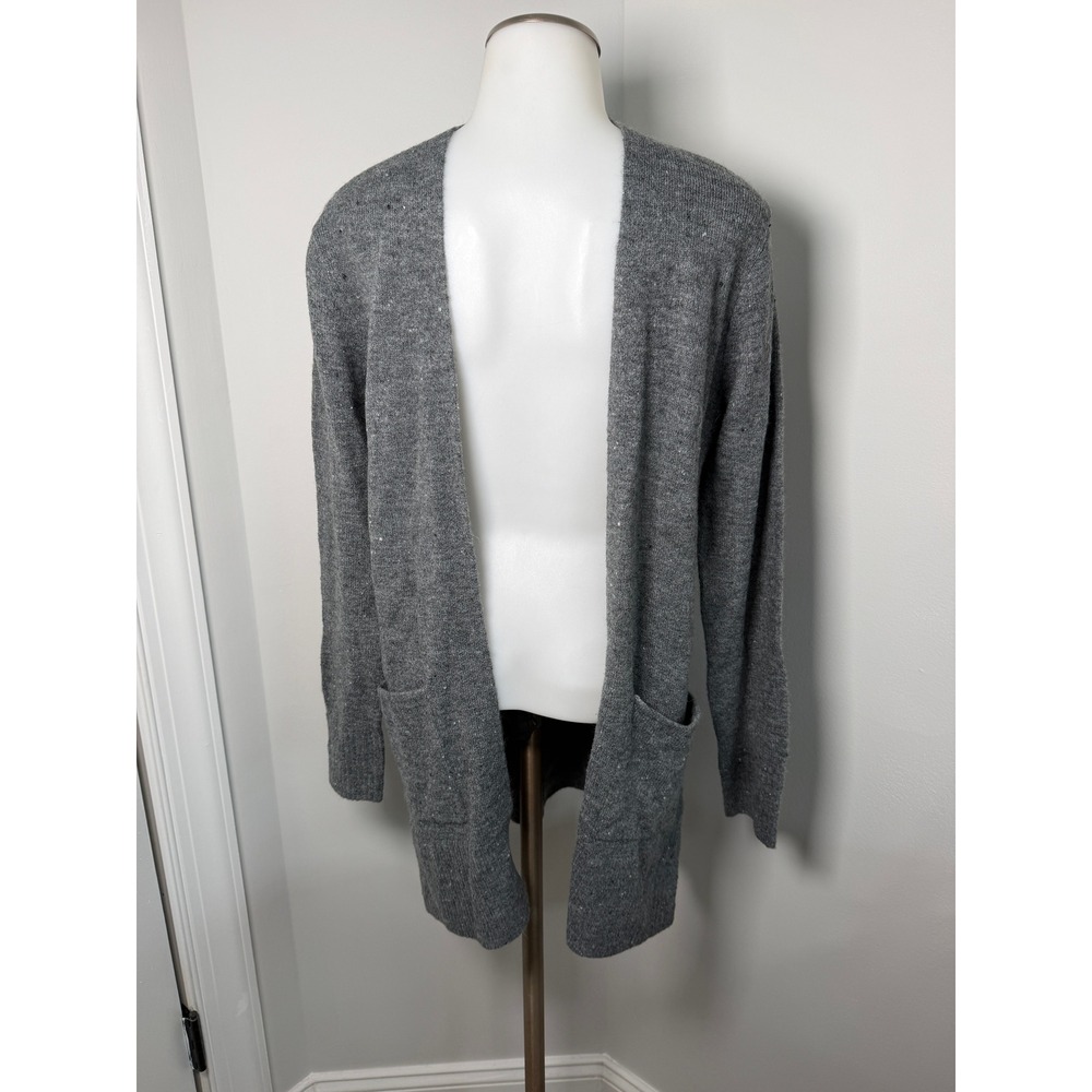 Old Navy Womens Gray Marl Longline Open Front Cardigan Sweater Pockets Size S